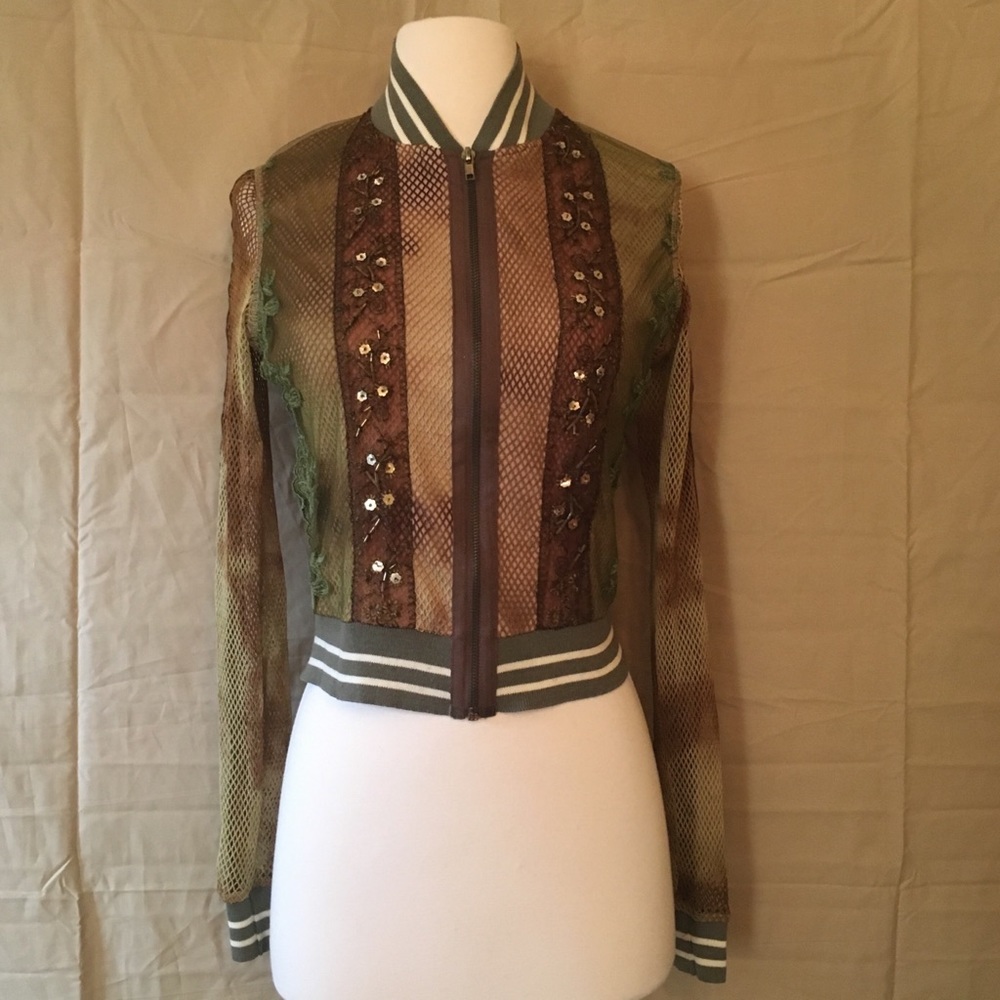 Hale Bob Mesh Sequin Zip Jacket 
Sz Small